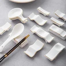 Bone China Semicírculo Phnom Penh Suporte para pauzinhos Suporte para colher Suporte para pauzinhos de mesa de Hotel Sup