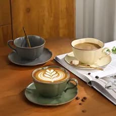 Retro luz de luxo xícara café pires conjunto europeu Casual escritório cerâmica tarde xícara chá pires caneca latte latt