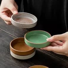 Kutayaki prato de tempero japonês Retro grés prato redondo restaurante cerâmica pequeno prato talheres panela quente mol