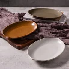 Prato estilo japonês prato de peixe doméstico Irregular Oval fosco cor cerâmica criativo estilo Retro utensílios de mesa