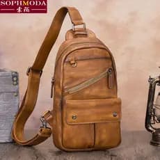 Primeira camada de couro Retro masculino artesanal bolsa de couro bolsa mensageiro bolsa de ombro peito masculino couro