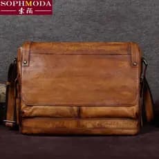 Bolsa retrô masculina, bolsa de couro artesanal de primeira camada, bolsa de negócios masculina, bolsa de ombro, bolsa m