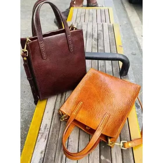 Bolsa de couro artesanal de couro genuíno bolsa feminina bolsa de ombro All-Match Retro Diagonal saco primeira camada bo