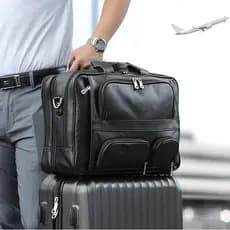 Bolsa masculina de couro genuíno estilo Horizontal primeira camada de couro 57cm maleta masculina viagem de negócios por