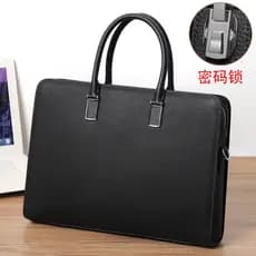 High-End bolsa masculina de couro genuíno primeira camada combinação bloqueio luz luxo presente bolsa maleta negócios om