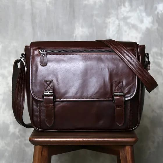 Estilo Horizontal bolsa masculina de couro genuíno Casual bolsa de ombro capa primeira camada de couro mensageiro de gra