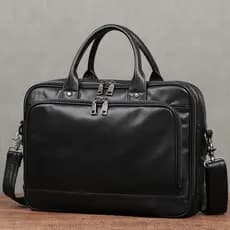 Bolsa masculina de couro de primeira camada, maleta de viagem de negócios, bolsa de couro genuíno, maleta de negócios, m