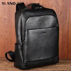 Mochila masculina de couro genuíno Universal mochila 47cm computador mochila senhoras couro macio simples saco viagem