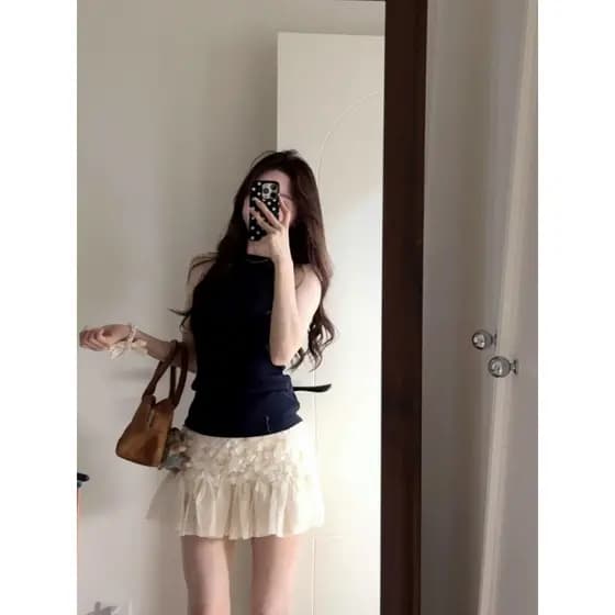 NALYSA Shenzhen Altos Produtos!Meia saia com franjas saia curta apertada verão puro desejo estilo azul marinho conjunto