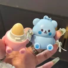 Pequeno urso crianças dedicado frutas bálsamo labial hidratante incolor Anti-secagem menina estudante bonito de alta apa