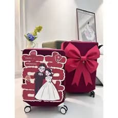 Capa de bagagem casamento vermelho casamento palavra feliz adesivo à prova dwaterproof água não-cola bagagem mala dote d