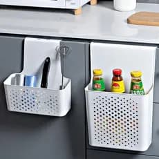 Caixa de armazenamento de parede porta do armário de cozinha Rack interno gancho envoltório de plástico geral porta do a