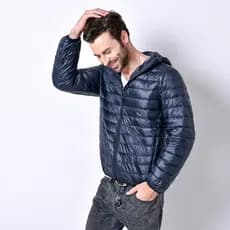 2024 outono inverno novo estilo leve jaqueta masculina com capuz gola alta curto ultra-leve ultra-fino tamanho grande ja
