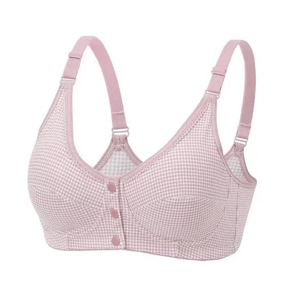 Novo estilo fileira frontal três botões renda sutiã para idosos de meia-idade sem fio sutiã de enfermagem roupa interior