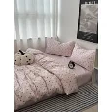 Menina coreana rosa ins simples bolinhas lavadas seda gelo conjunto de quatro peças verão fresco gelo seda conjunto de t