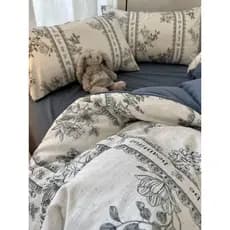 Sem algodão francês menina coração Retro azul flor lavado algodão cama conjunto de quatro peças lençol 1.8 estudante cam