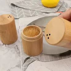 Porta Palitos de Dente de Bambu com Dispenser Ecológico e Elegante para Mesa e Restaurante