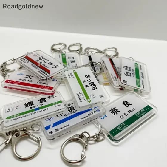 RGN Japão Pista Ferroviária Metrô Estação Nome Acrílico Chaveiro Pingente Criativo Requintado Mochila Decoração Acessóri