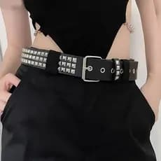 Cinto de Strass Brilhante Y2K – Cinto Feminino para Jeans Estilo Western com Fivela de Metal e Correia de Couro PU, Esti
