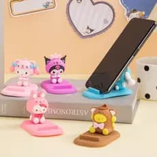 Suporte de Telefone de Desenho Animado Sanrio Boneca Fofa Ornamentos Decorativos de Mesa Suporte de Telefone Preguiçoso