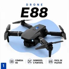 Drone E88 Pro Dobrável Câmera HD Dupla Controle APP WiFi 2 Baterias Hover Altitude Hold