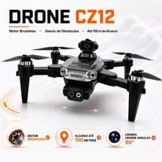 Drone CZ12 Brushless Câmera Grande Angular 90° 2 Baterias Desvio de Obstáculos Alcance 150m Dobrável