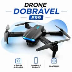Drone E99 Dobrável Câmera Dupla HD 2 Baterias Controle por App Altitude Hold Flip 360° Gestos Bolsa Case