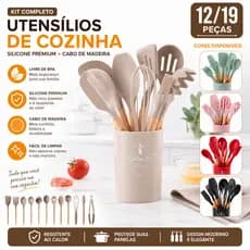 12/19PCS Utensílios De Cozinha Espátula E Colheres De Silicone Cabo De Madeira Sem BPA