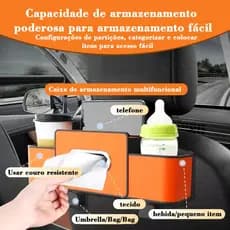 Organizador para banco de carro com suporte para copos, porta-lenços multifuncional e gancho