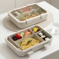 Lancheira com Divisórias Nova 1500ml Grande Quadrado em PP - Micro-ondas Seguro, Perfeita para Levar ao Trabalho/Faculda