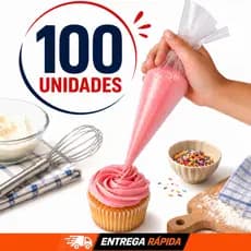 Saco de Confeitar Kit 100 Unidades Descartável para Bolo Doce Cupcake Sacos Confeiteiro Profissional de Confeitaria