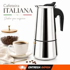 Cafeteira Italiana Inox 450ml até 9 Xícaras Moka Café Expresso Aço Inoxidável Premium para Fogão Indução Profissional