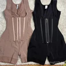 Modelador Corporal Shapewear para Mulheres Bodysuit Colombiano Fajas 9 Ossos Cinto de Alta Compressão Controle Duplo par