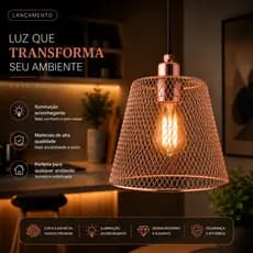 Lustre Pendente Aramado Decorativo Metal Rosé Gold Luminária Balcão Cozinha Sala Paylow