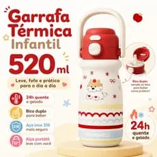 Garrafa Térmica Infantil 520ml em Aço Inox 316 com Duplo Modo de Consumo e Alça Portátil ESCOLA WALA