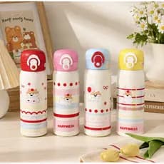 Garrafa Térmica Infantil 500ml em Aço Inox 316 com Tampa de Segurança, Alça Portátil e Fofo para Meninas Meninos PANDA