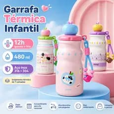 Garrafa Infantil 480ml Inoxidável 316 Mantém 12h Conserva Frio Ideal Como Presente Para Crianças