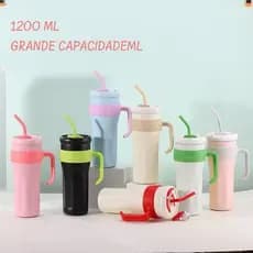 LD 1200ml Copo Térmico Inox com Canudo e Tampa 2 em 1 – Alta Capacidade e Durabilidade