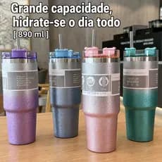 LD Copo Térmico 900ml Diamante Fosco em Aço Inox 304 Quente e Frio