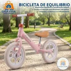 Bicicleta de Equilíbrio Rosa e Azul Infantil sem Pedal Bike de Treinamento para Crianças Desenvolve Equilíbrio