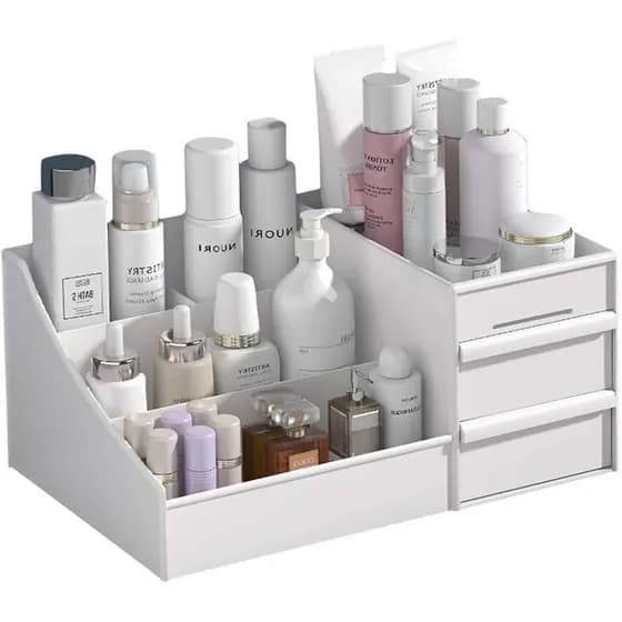 Organizador de cuidados com a pele, Organizador de Maquiagem com Gavetas, Organizador de Bancada para Cosméticos, Suport