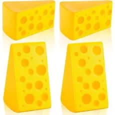 Chivao 4 Peças Brinquedo Anti-estresse em Forma de Queijo Amarelo, Brinquedo para Aliviar a Ansiedade, Bloco de Alívio d
