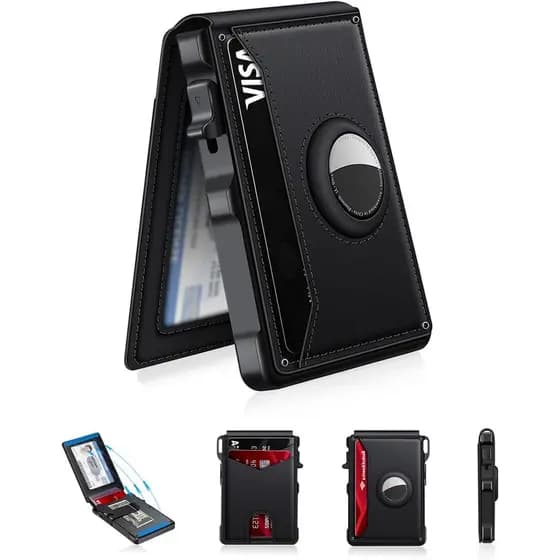 Carteira KIKVES Airtag para Homens, Carteira Inteligente Masculina para Air Tag com Bloqueio RFID, Porta-Cartões de Alum