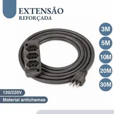 Extensão Elétrica Reforçada Cabo Grosso 5m 10m 20m 30m Uso Doméstico e Profissional