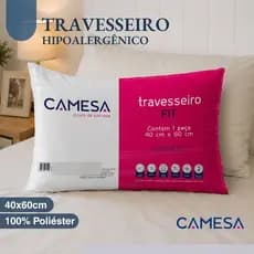 Travesseiro Camesa Fit 60x40cm Fibra Siliconada Lavável Macio Branco