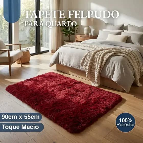 Tapete Peludo Quarto Beira De Cama Passadeira 90x55cm Macio Confortável
