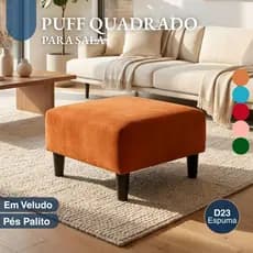 Puff Quadrado Com Pés Rosqueáveis Para Sala Quarto Escritório