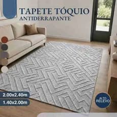 Tapete Tóquio Antiderrapante Alto Relevo Geométrico Para Sala Quarto 1,40x2,00m ou 2,00x2,40m