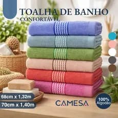 Toalha De Banho Camesa Algodão Robusta Confortável 70cm X 1.40m e 68cm X 1.32m 370g