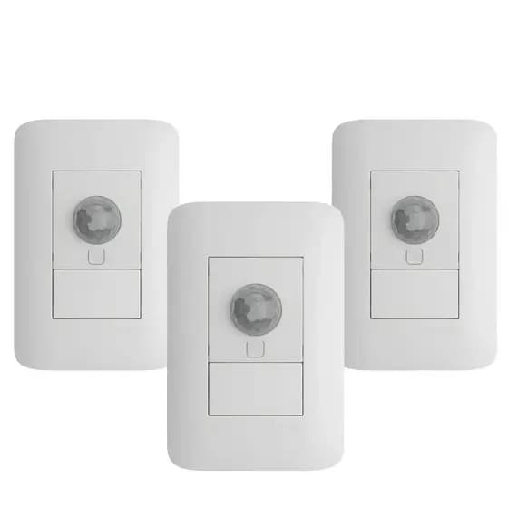 Kit 3 Sensores de Presença Residencial de Parede Smart X-Control Exatron Sensor de Movimento Padrao 4x2 Interruptor